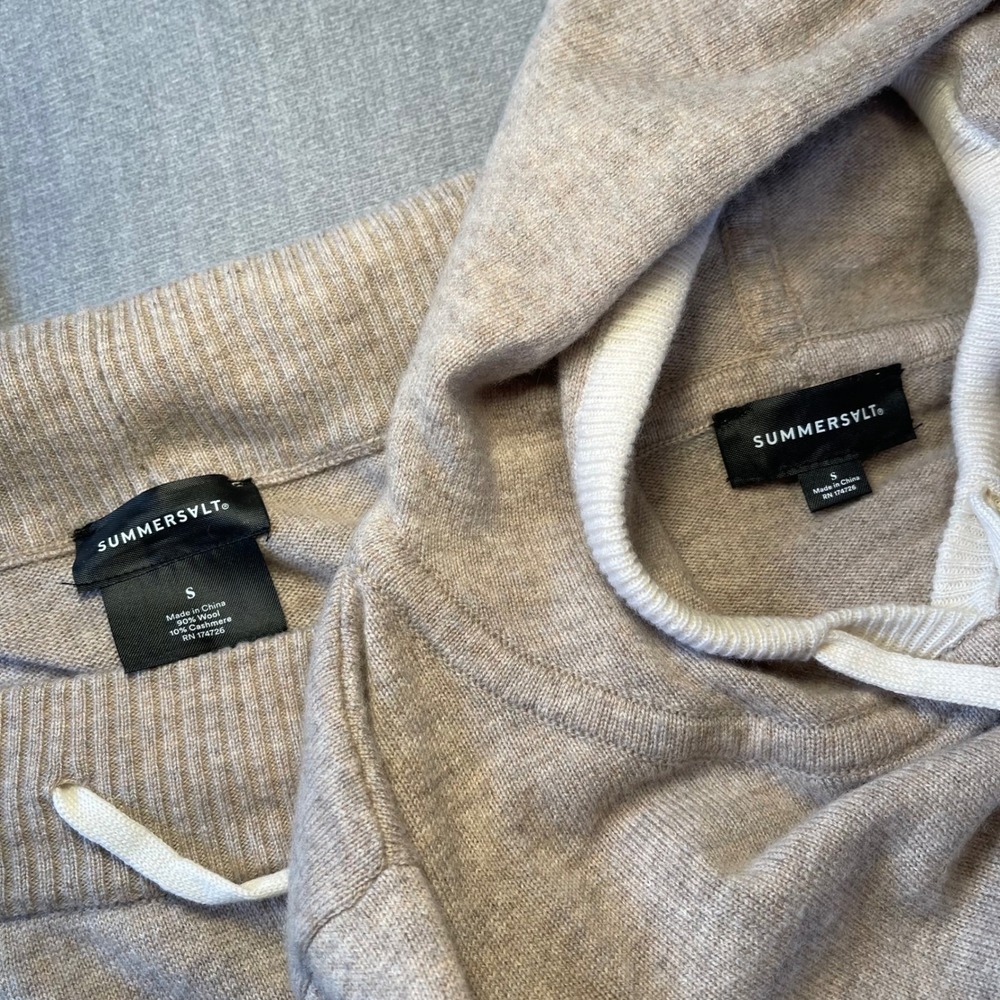 Summersalt The Wool Cashmere Hoodie and Jogger Lounge Set Beige Small Old Money - Picture 11 of 12